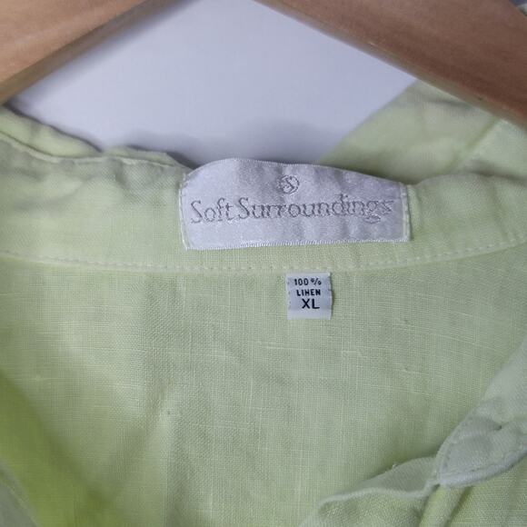 Soft Surroundings- Women's Linen Button down long sleeve top- Green- size XL - Picture 3 of 6